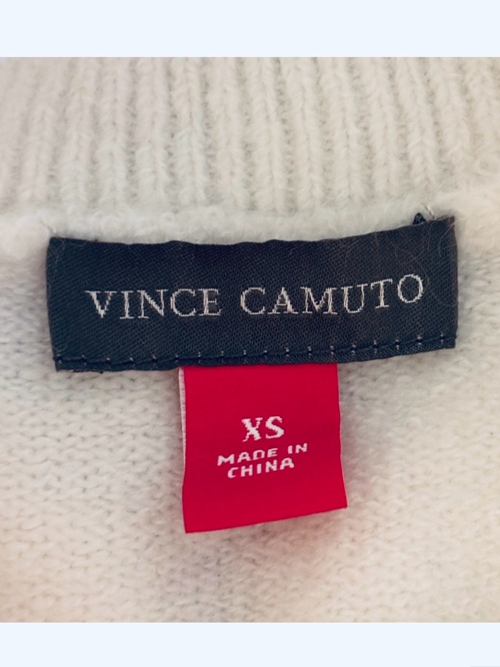 Vince Camuto Cozy Drop Shoulder Color Blocked Sweater Tan Ivory, Sz XS - Picture 6 of 7
